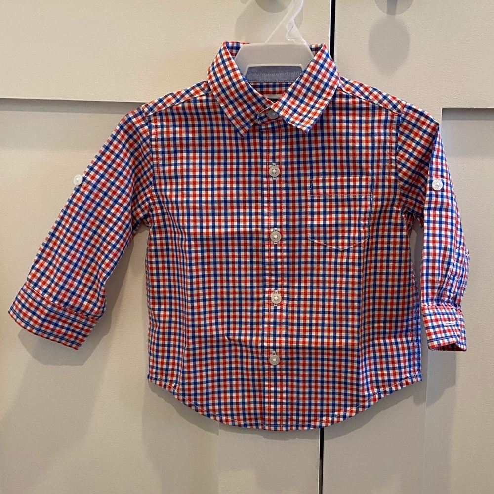 NWOT Janie & Jack Red, White & Blue Collared Shirt